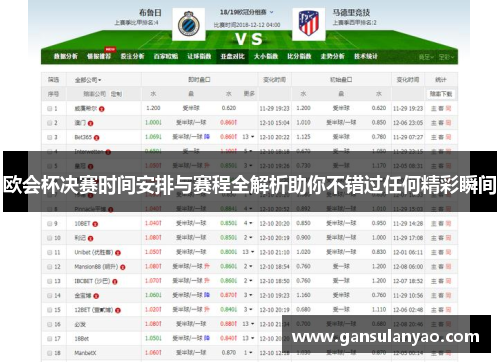 欧会杯决赛时间安排与赛程全解析助你不错过任何精彩瞬间